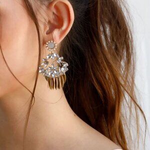 Lulus Candela Gold and Pink Rhinestone Earrings New!